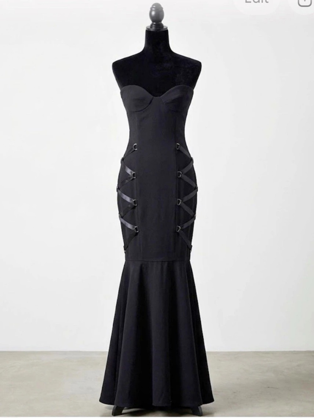 bebe Black Lace-Up Maxi Dress XXS Like New